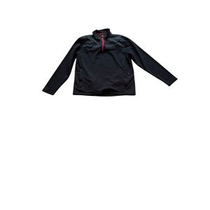 Eddie Bauer Men's‎ M Black Long Sleeve 1/4 Zip Pullover Jacket Red Accents